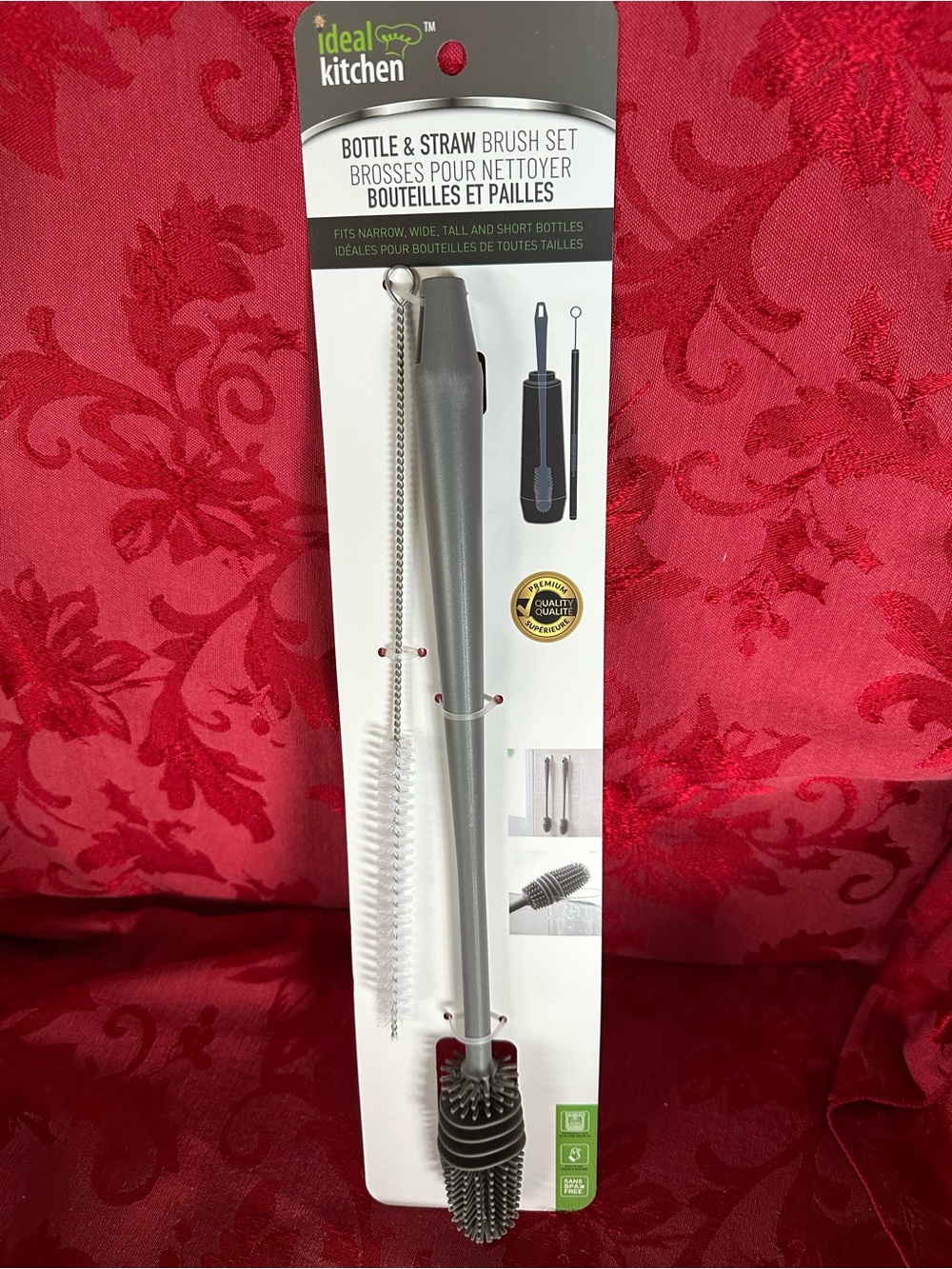 Ideal Kitchen Grey Bottle & Straw Brush Set